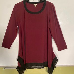Wine tunic with black edges